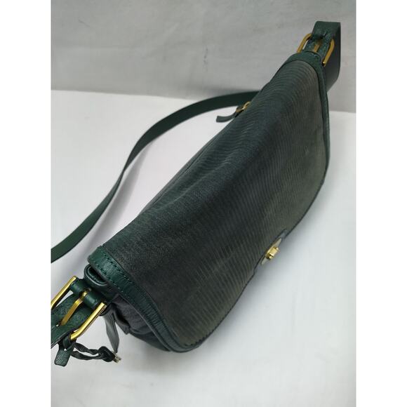 Fossil Green Leather Suede Pushlock Flap Closure Crossbody Bag - Picture 9 of 16